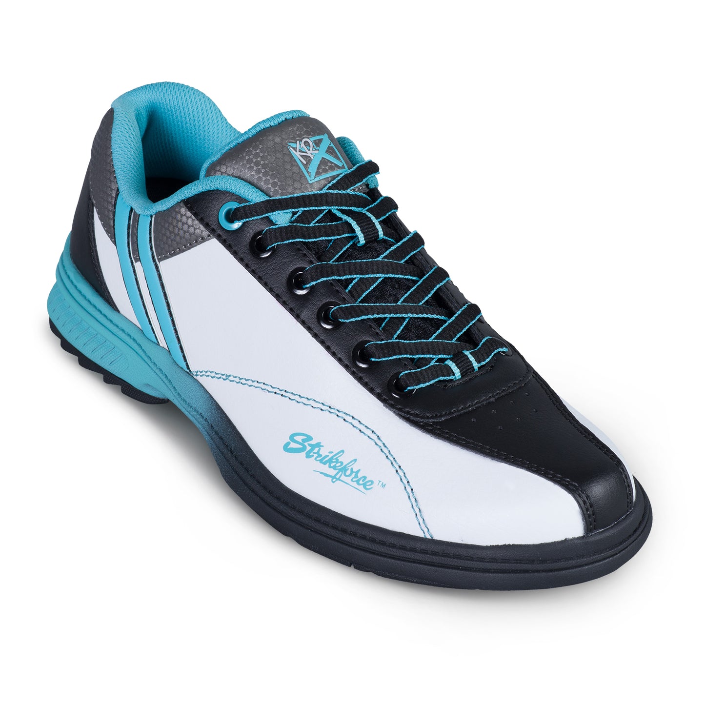 KR Strikeforce Starr White Black Teal Bowling Shoe