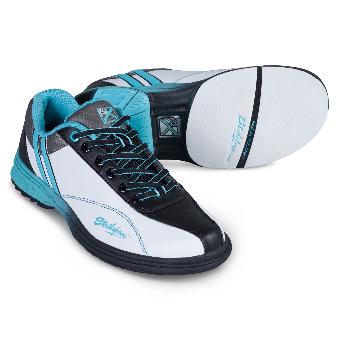 KR Strikeforce Starr White Black Teal Bowling Shoe